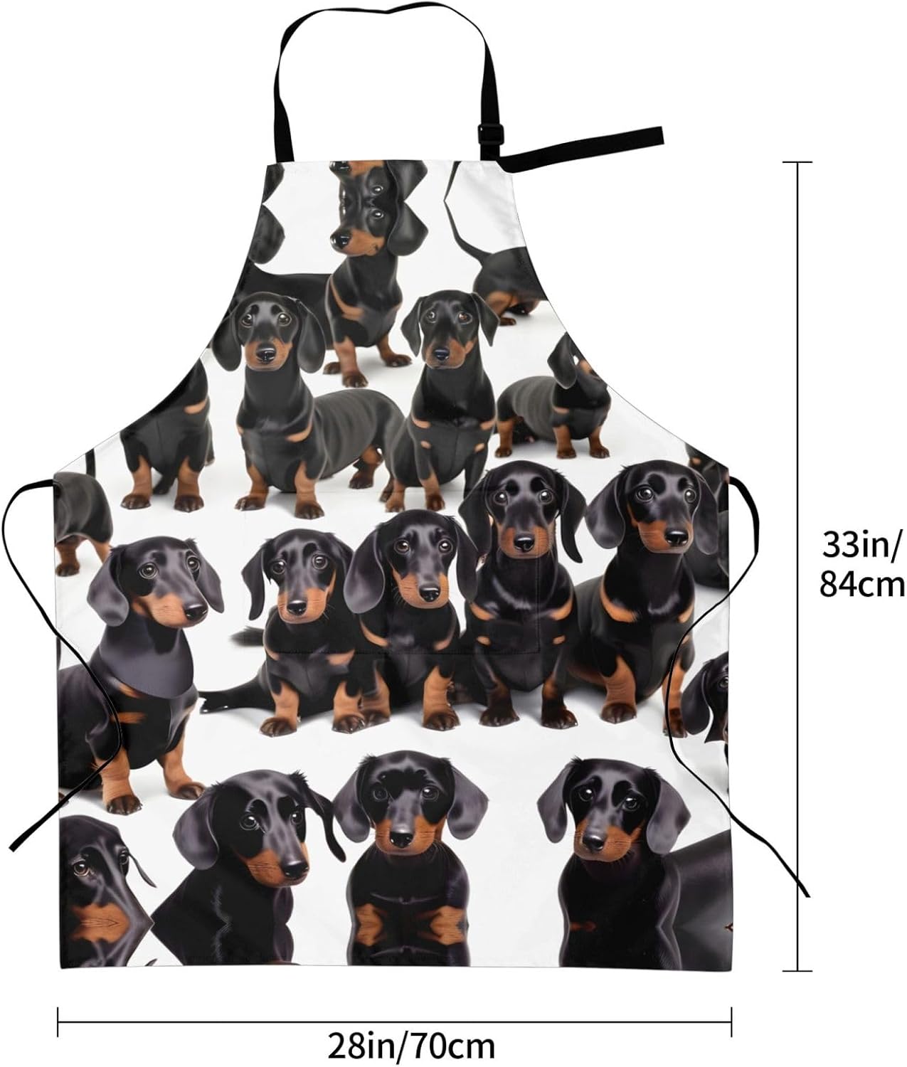 Dachshund Weiner Pet Dog Print Laundry apron 28x33 In Waterproof Kitchen Apron with Pockets for Cooking Baking