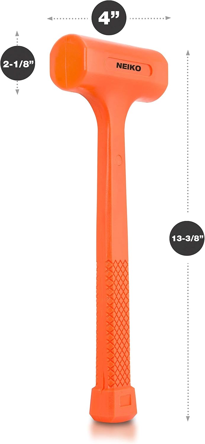 NEIKO 02847A 2 LB Dead Blow Hammer, Neon Orange | Unibody Molded | Che