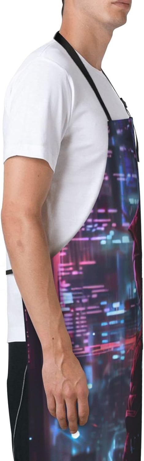 Hacker Era print Waterproof chef's apron with pocket apron for kitchen