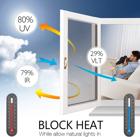 STATINT Privacy Window Film One Way Mirror Glass Tint Heat Control Sun UV Blocking Sliding Door Tinting Reflective Static Cling for Home, Black-Silver, 17.5 Inch X 6.5 Feet