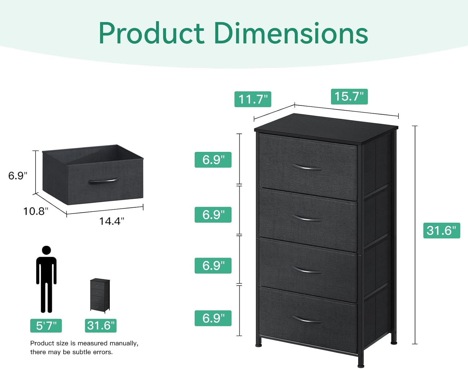 AODK Dresser for Bedroom with 4 Storage Drawers, Small Dressers Chest 