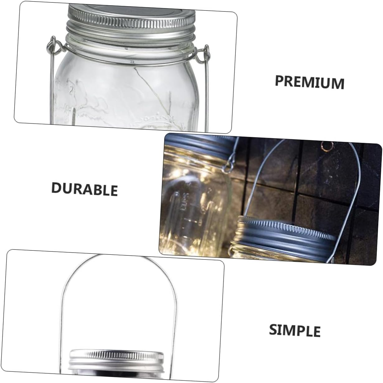 BESTOYARD 12 Pcs Solar Mason Jar Wall Lights Handles Waterproof Metal Hangers for Indoor and Outdoor Decor for Garden Patio and Bedroom Lighting
