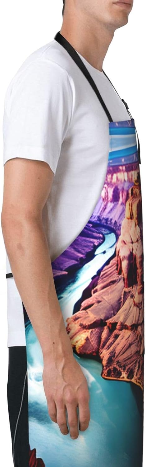 Beauty Grand Canyon print Waterproof chef's apron with pocket apron for kitchen cooking baking barbecue and gardening
