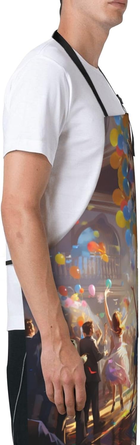 Tuesday Party print Waterproof apron with pocket adjustable cooking apron for adult kitchen bibs to bake