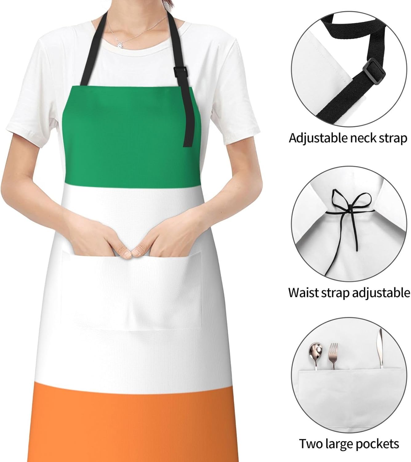 Irish flag print Waterproof chef's apron with pocket apron for kitchen cooking baking barbecue and gardening