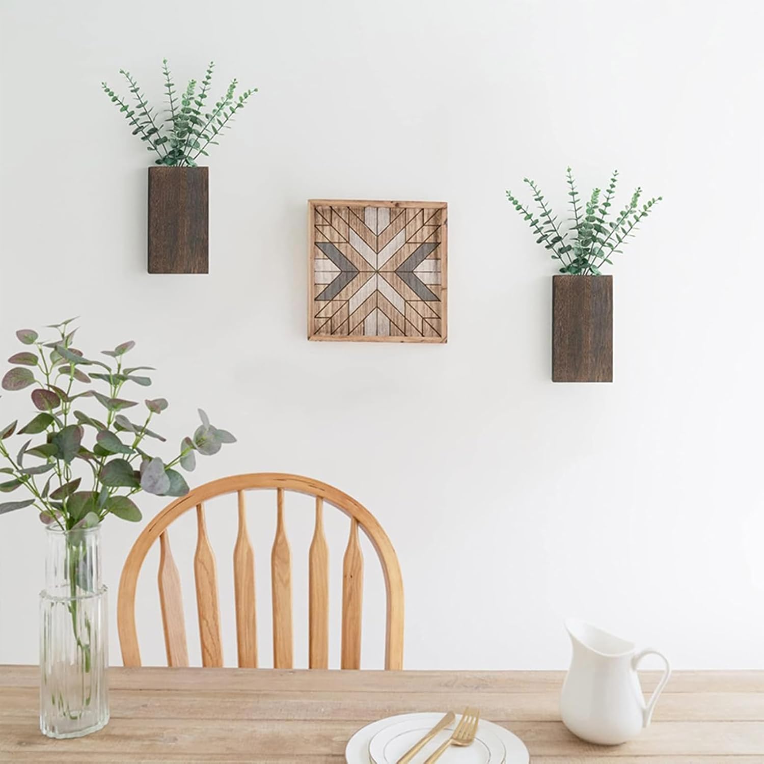 2pcs Wall Mounted Wood Planter Space Saving Indoor Plant Holder for Dr