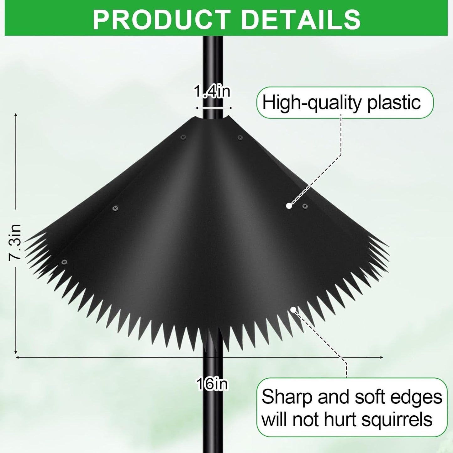 Qualirey 2 Pcs 16 Inch Squirrel Baffle for Bird Feeder Pole, Outside Pole Mount Bird House Squirrel Baffle for Outdoor Shepherds Hook, Classic Style