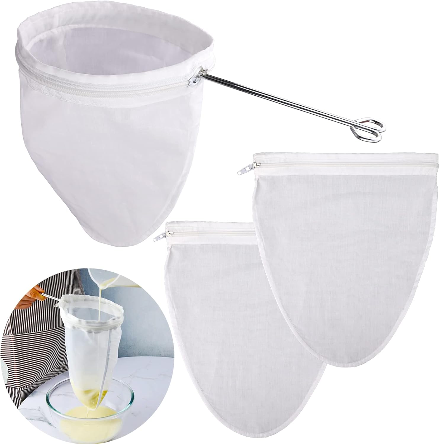 WMKGG Ultra Fine Mesh Strainer Bags, Reusable Mesh Filter Bags with St