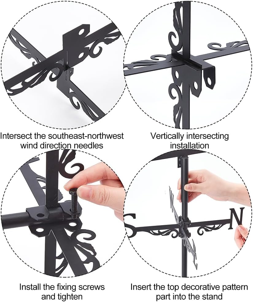 SUPERDANT Arrow Weather Vane Arrow Pattern Weathervanes Black Metal Wind Vanes Animal Wind Vanes for Outside Weathervane for Farmhouse Garden Outdoor Yard Roof Shed Paddock Decoration