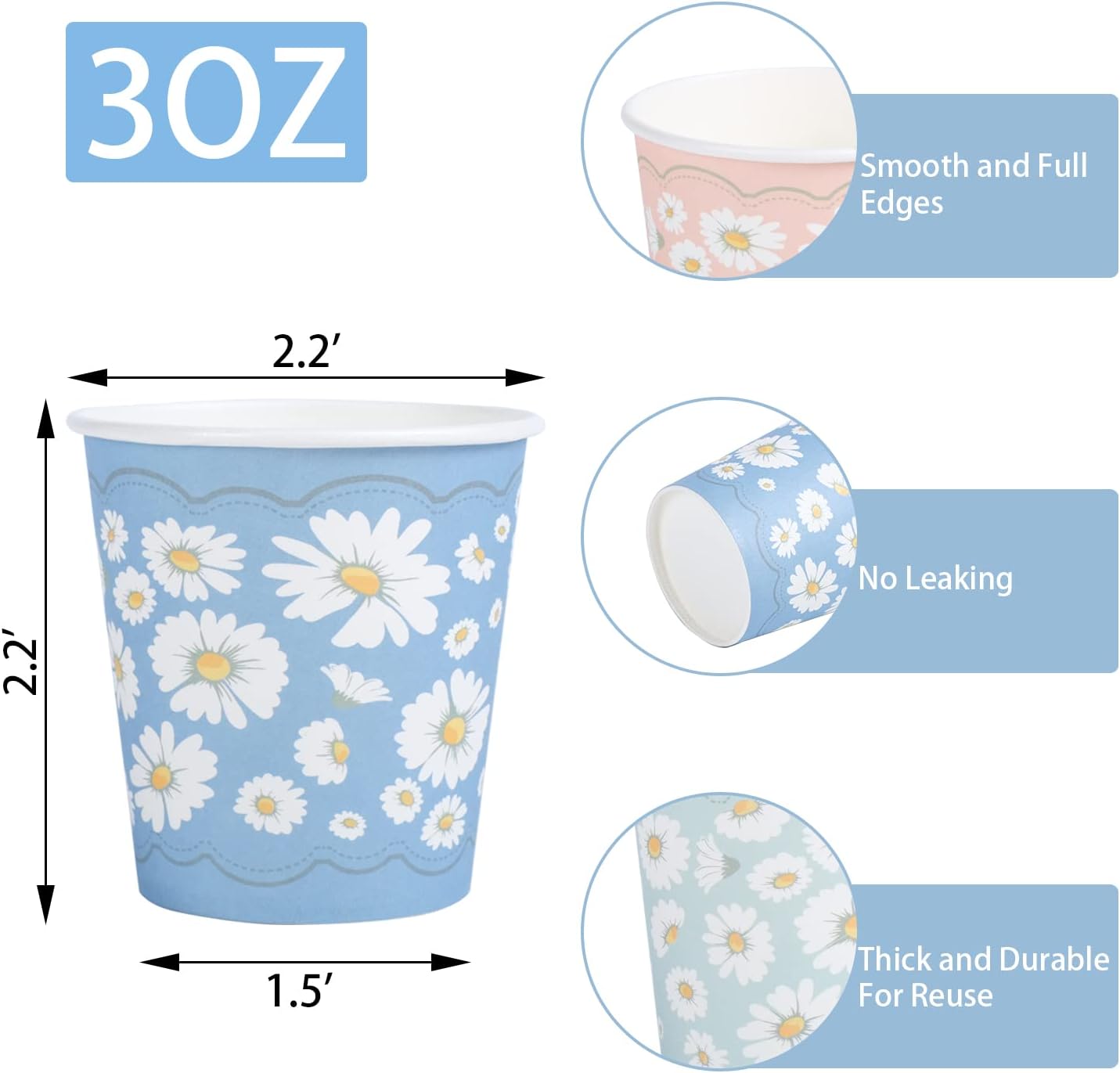 Lamosi 3 oz Bathroom Cups 300 Pack, 3 oz Paper Cups, Mouthwash Cup, Mini Paper Cup for Parties, Picnics, Barbecues, Travel and Events