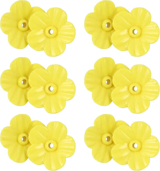 DOITOOL 12pcs Hummingbird Feeder Replacement Flowers Slices Window Bird Feeders Flower Ports Water Feeder Bottle Flower Head Feeder Decor for DIY Craft Yellow