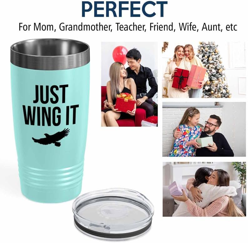 Birding Teal Edition Viking Tumbler 20oz - Just wing it - Bird Feeder 