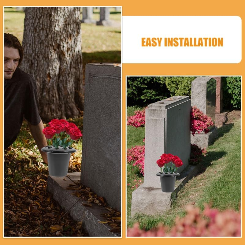 Yardwe Cemetery Flower Holders with Lotus Base 16-Hole Plastic Grave V