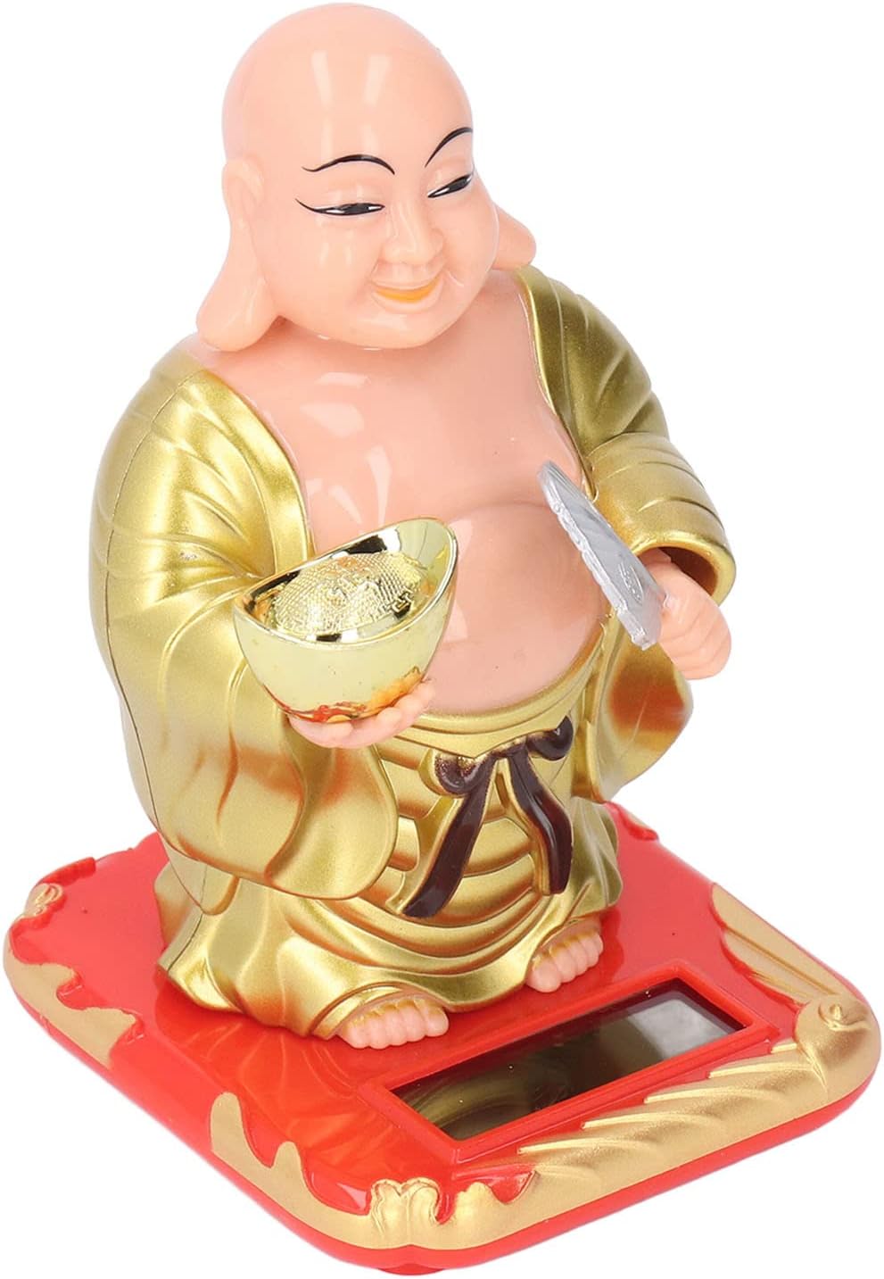 Standing Maitreya Buddha Solar Ornaments, Light Energy Sensing Automatically Wave Hand Nod Head Car Dashboard Ornament Home Wealth Health Lucky Ornaments