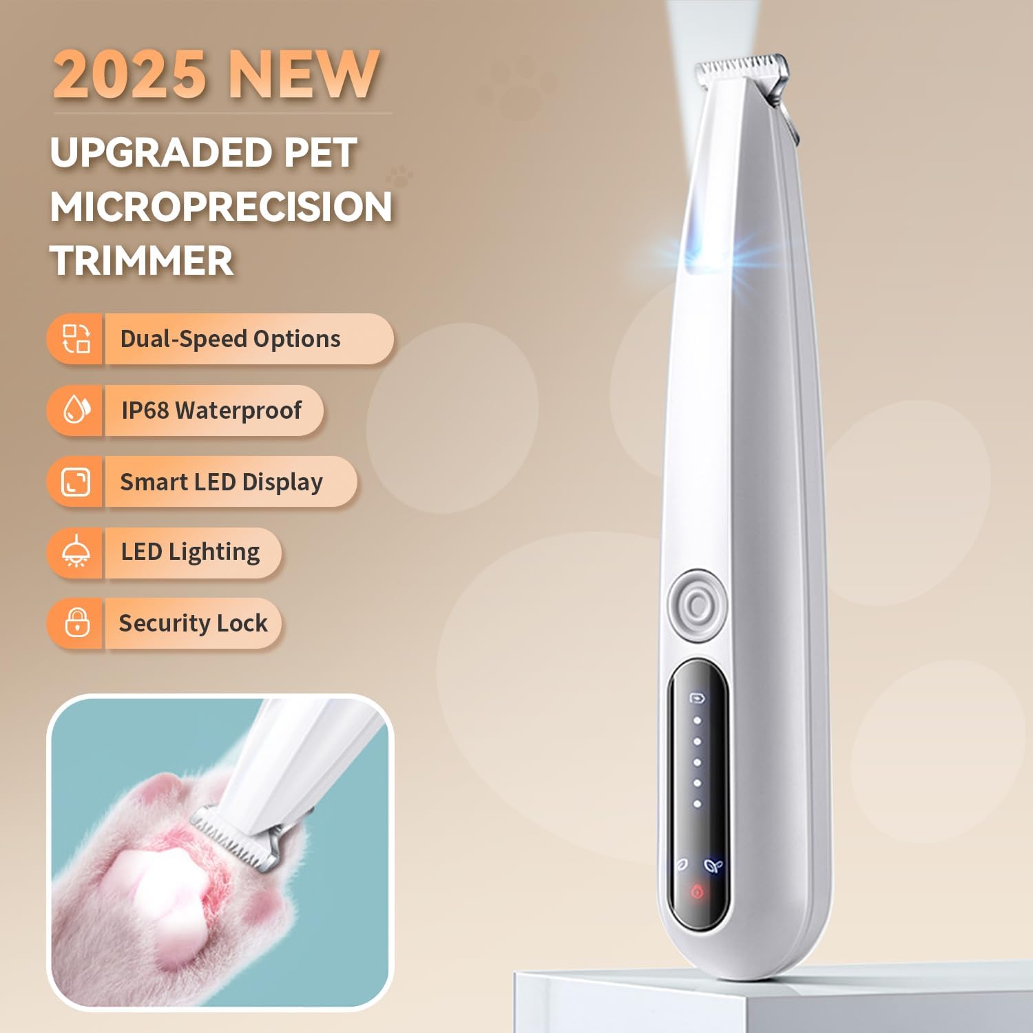 2026 New Pet Precision Trimmer, Dog Paw Trimmer with LED Light, Low No