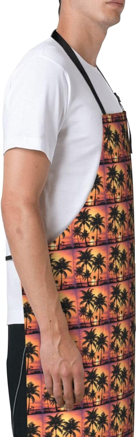 YANYU Palm Tree Print 28x33 In Kitchen Apron Stylish Chef Apron with P