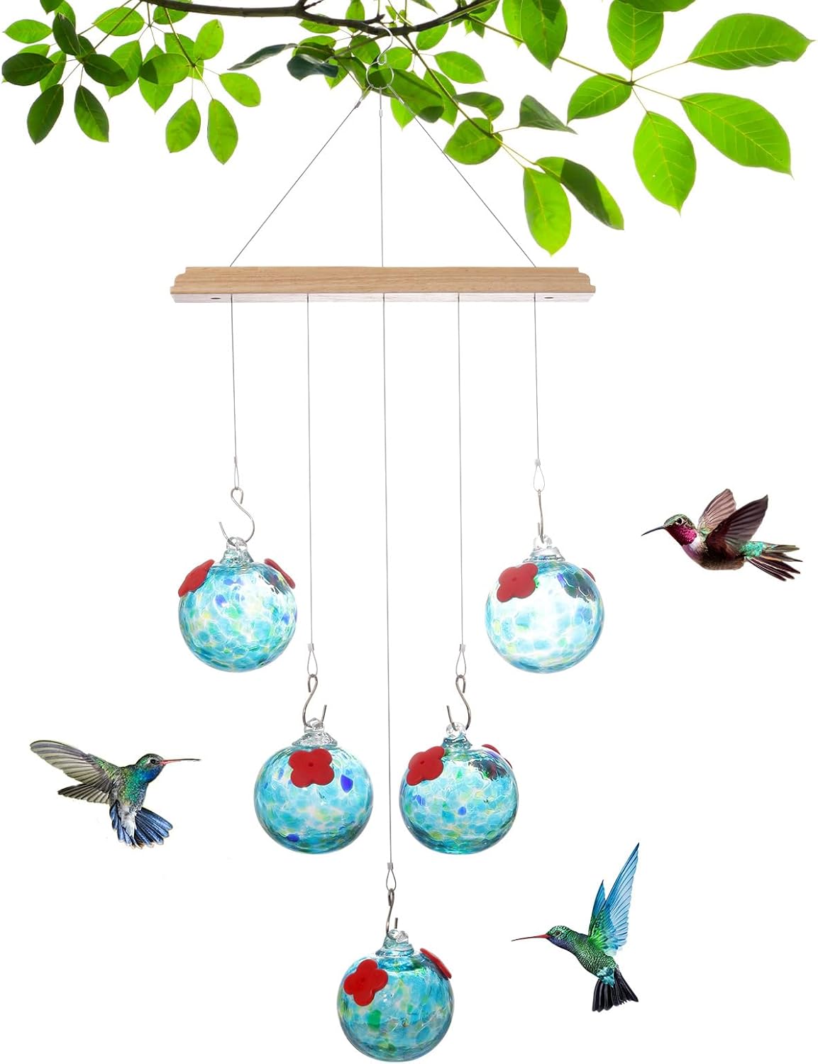 Hummingbirds Attractor Glass Feeders Leakproof Base for Nature Enthusi
