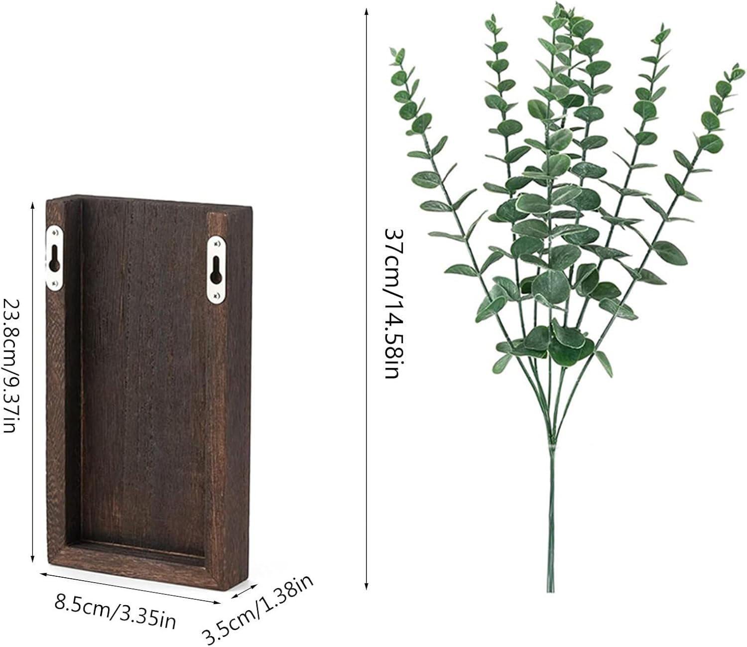 2pcs Wall Mounted Wood Planter Space Saving Indoor Plant Holder for Dr