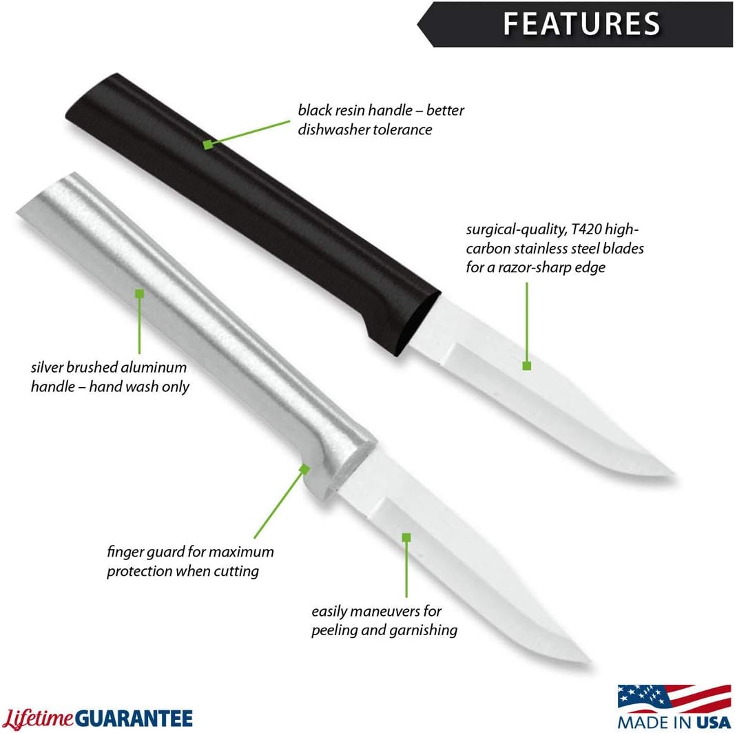 Rada Cutlery Peeling Paring Knife (R102), 2.5" Stainless Steel Blade, 