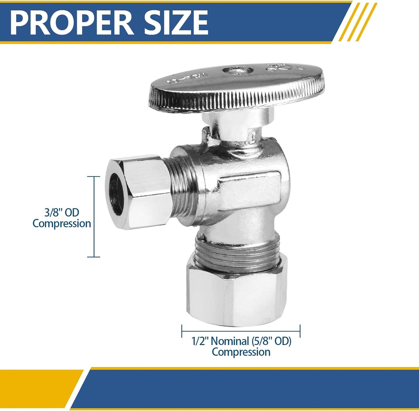 10 Pack Angle Stop Valve,1/4 Turn Water Shut Off Valves,1/2" Nominal (