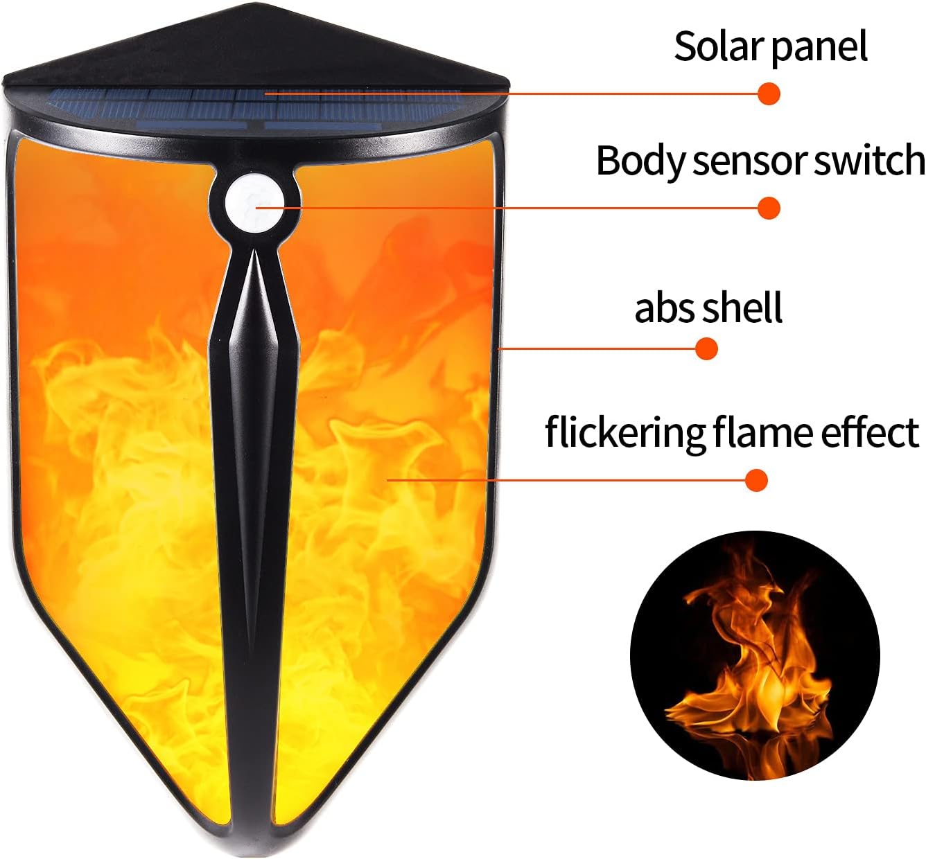 Wallps,2 Pack Outdoor Led Solar Lights with Flickedanciflame, 57 Led Solar Wall Lights with Motion Sensor, Ip65 Waterproof Wall Solarp for Garden Patio Courtyard Party