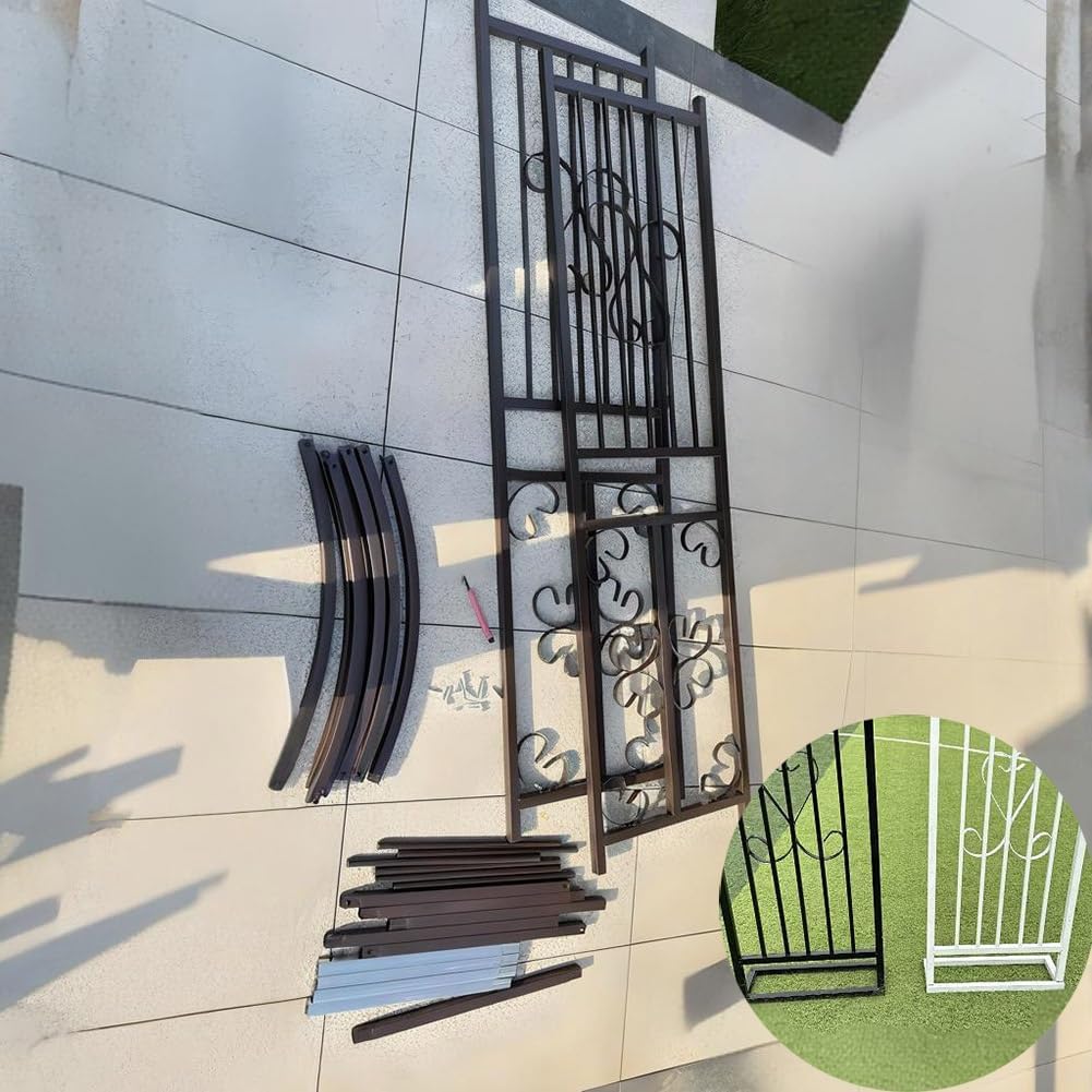 Heavy Duty Metal Garden Trellis Arch for Climbing Vines, Outdoor Pathway Arbor, Durable Plant Support, Black/Brown/White/Green, 118"X91"X16", Perfect for Courtyards & La