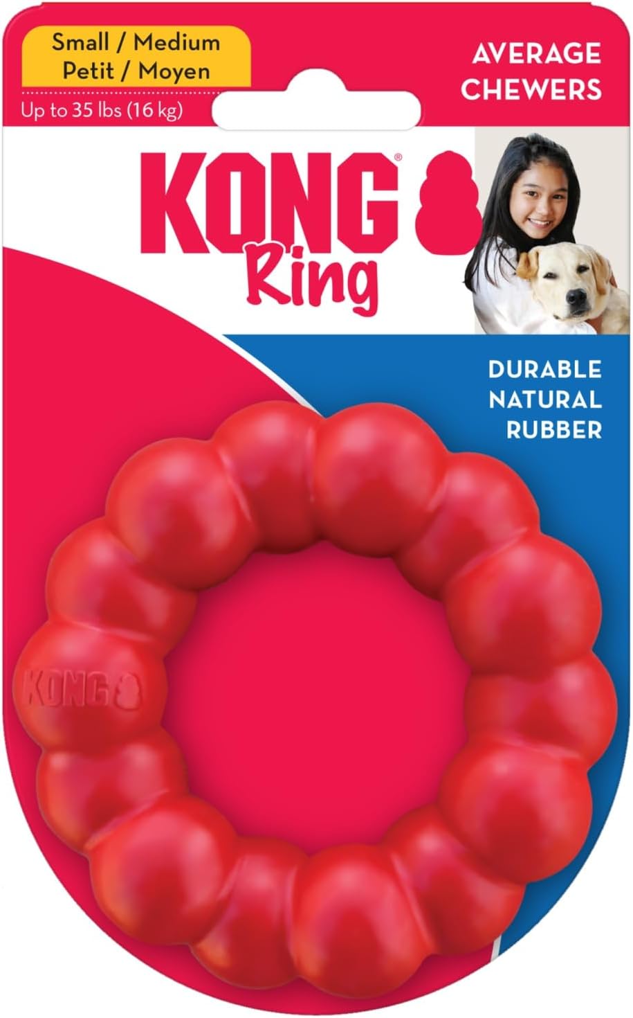 KONG Ring - Natural Rubber Ring Toy for Healthy Chewing Habits - Chew 