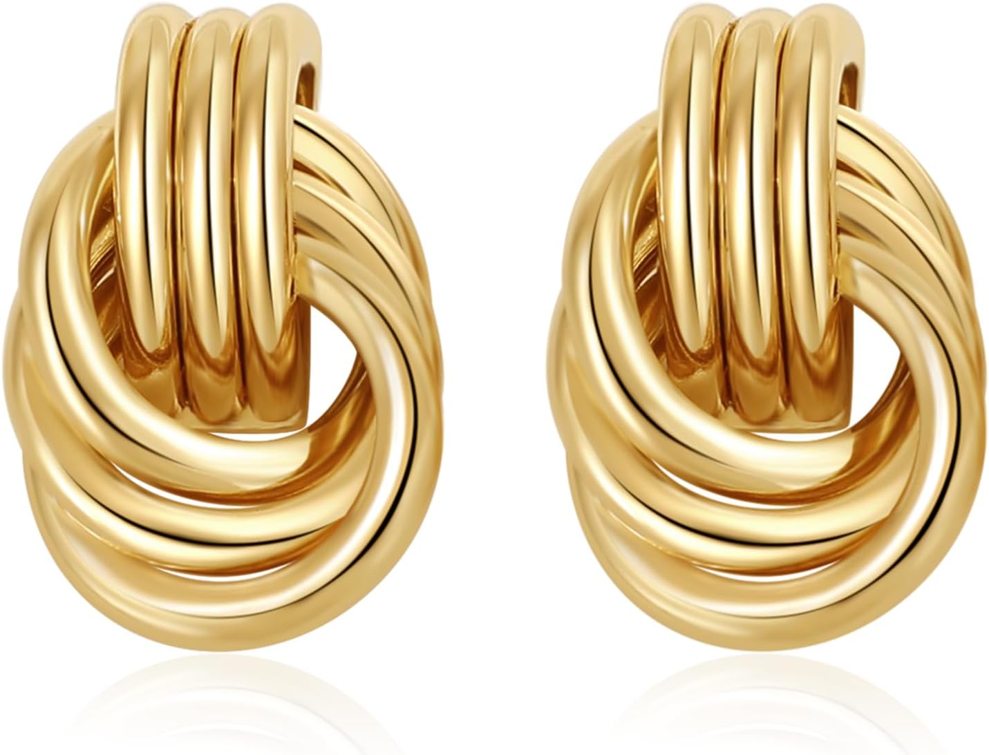 Trendy Gold Plated Knot Earrings for Women Chunky Statement Drop Dangl