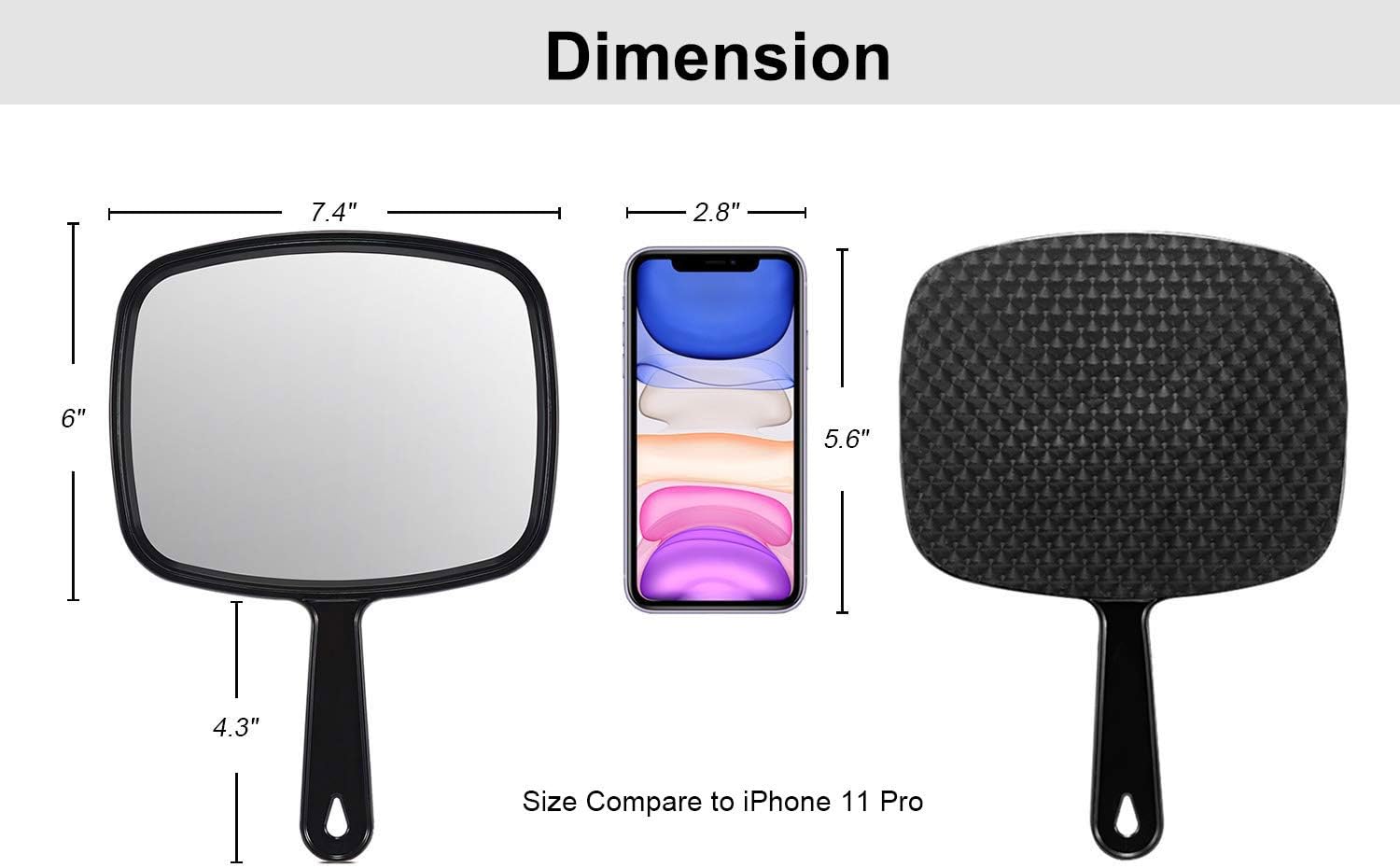 PROTECLE Hand Mirror, 10.3" L x 7.4" W Salon Barber Hairdressing Handh