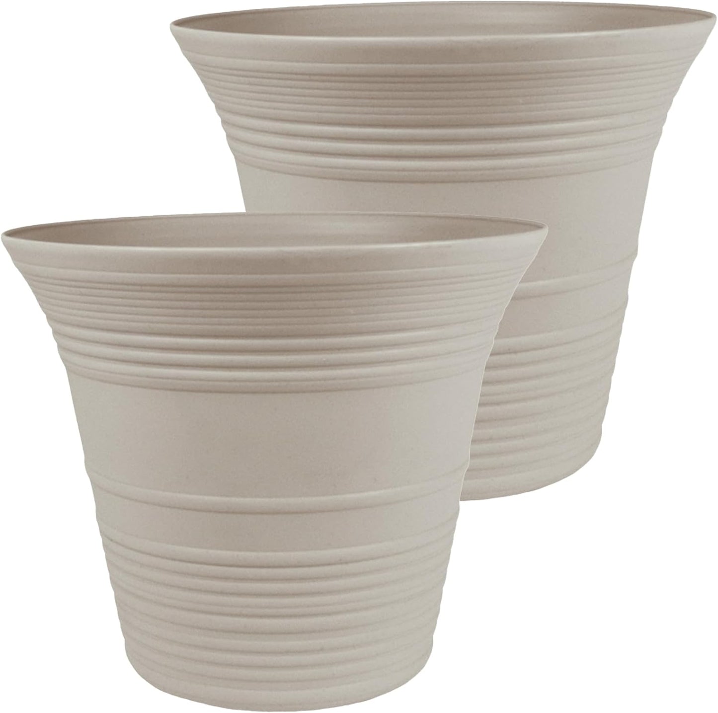 The HC Companies 14 Inch Sedona Round Self Watering Planter Pots, Ligh