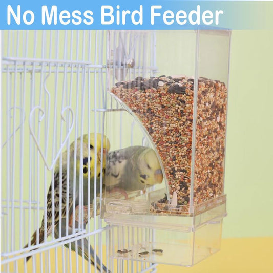 Bird Parrot Feeders, No Mess Automatic Cage Feeder Dispenser Food Cont