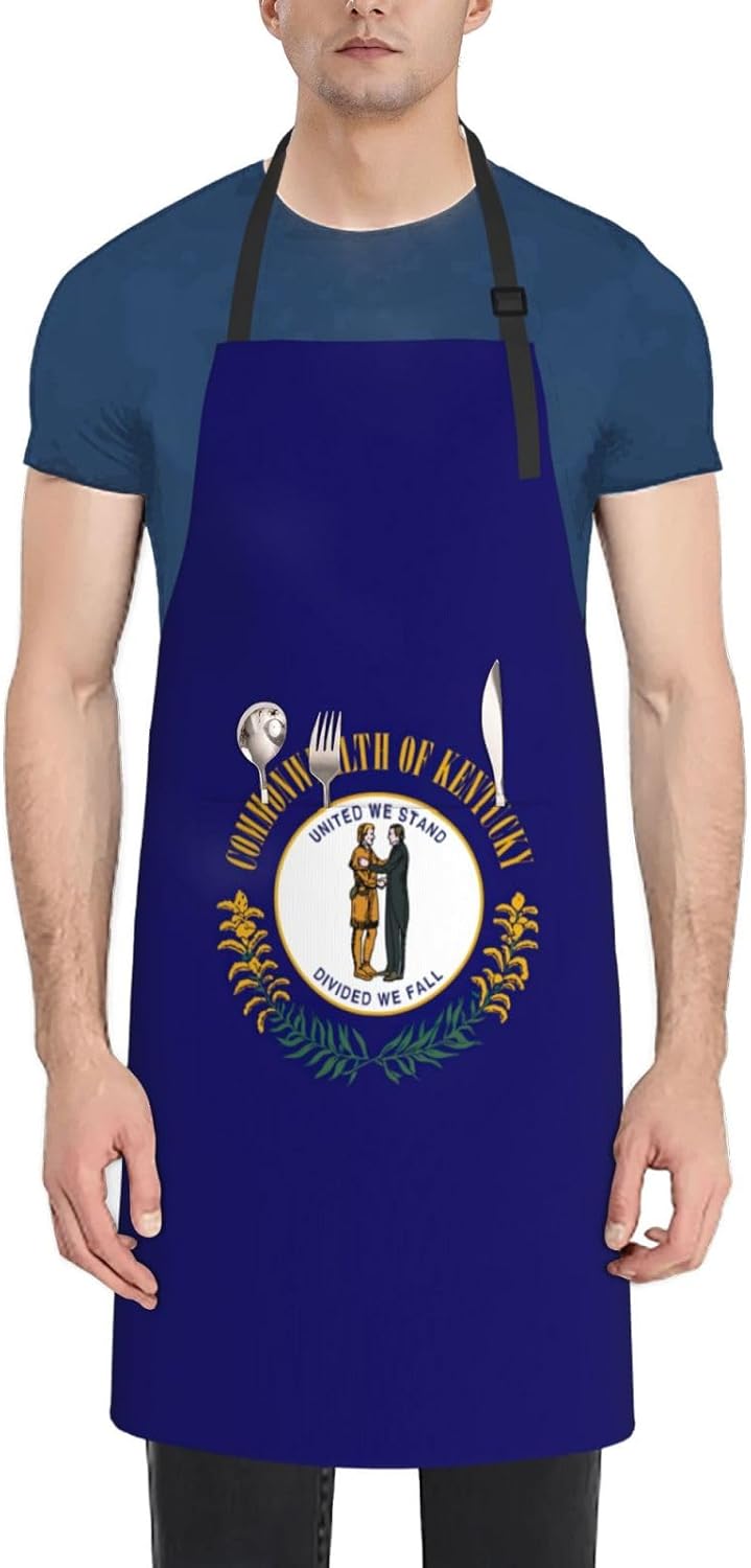 Kentucky State Flag print Waterproof apron with pocket adjustable cooking apron for adult kitchen bibs to bake