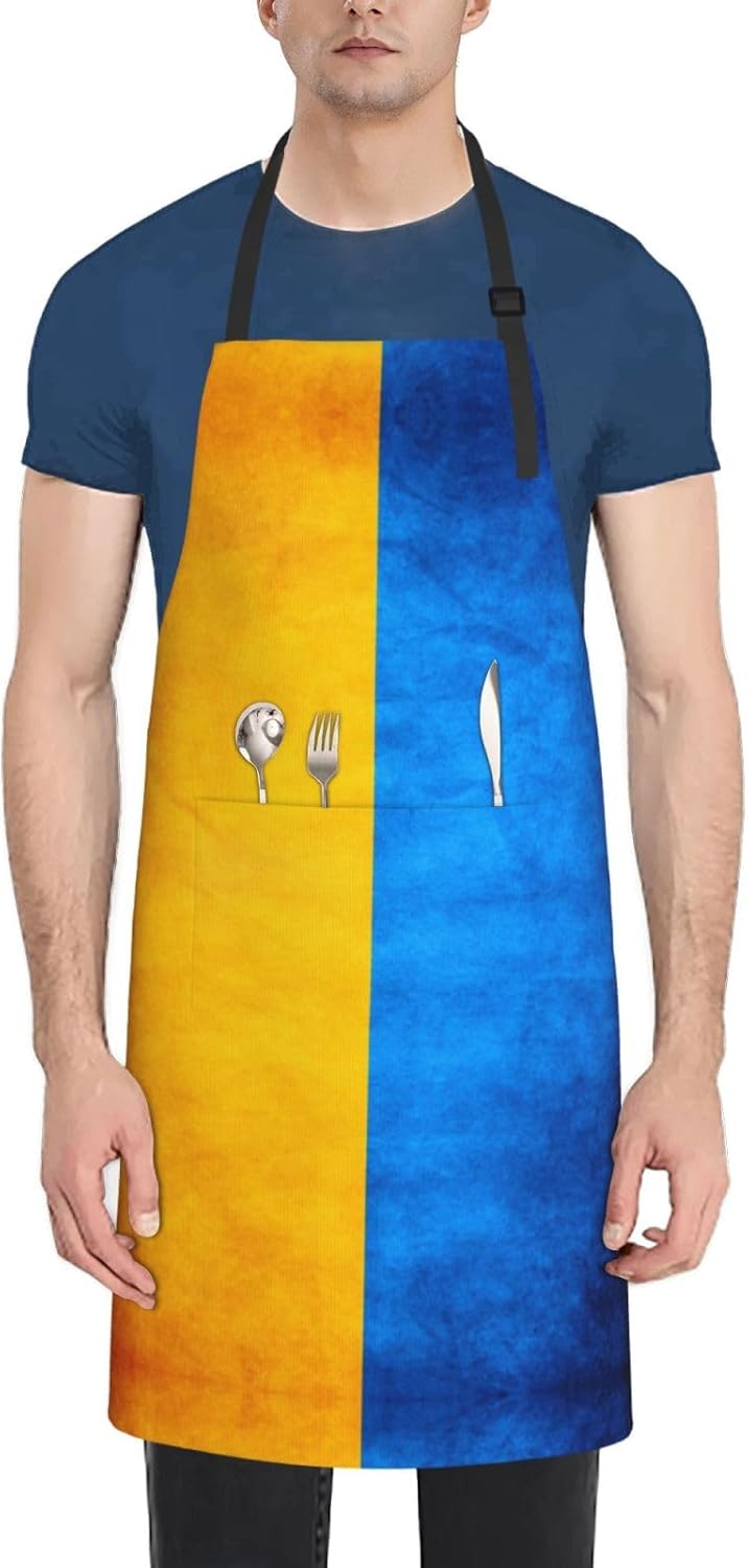 Ukrainian flag print Waterproof chef's apron with pocket apron for kit