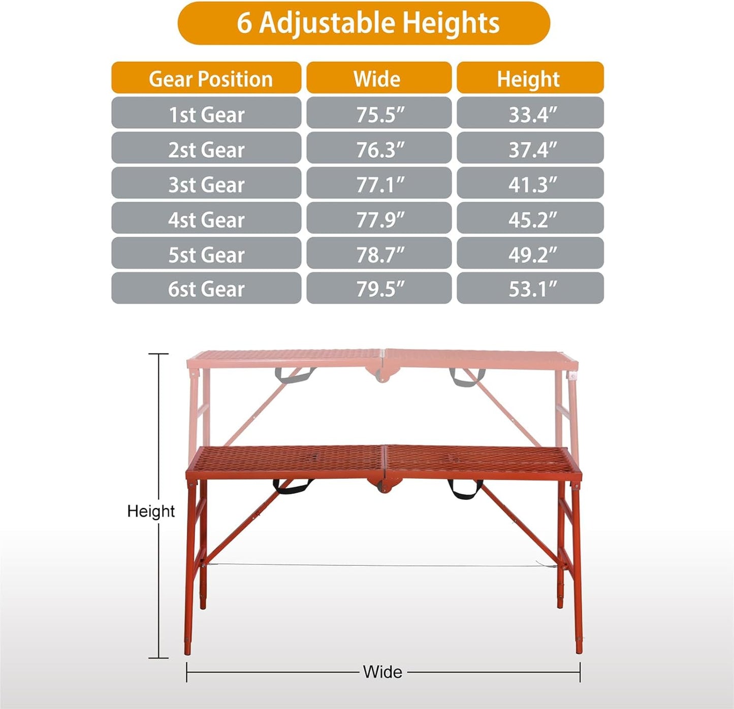 LEADALLWAY Scaffolding Platform 70(L) x15(W) x33(H) 770 Lbs Capacity F