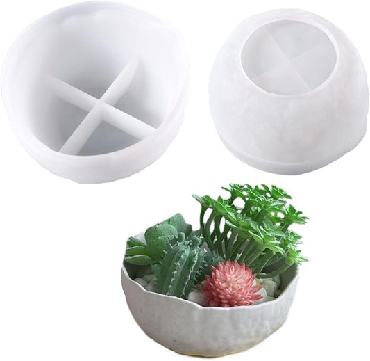Geometric Flower Pot Silicone Mold Succulent Planter Vase Cactus Concrete Mold Epoxy Resin Candle Pen Holder Plaster Cement Clay Mould (Bowl Shape)