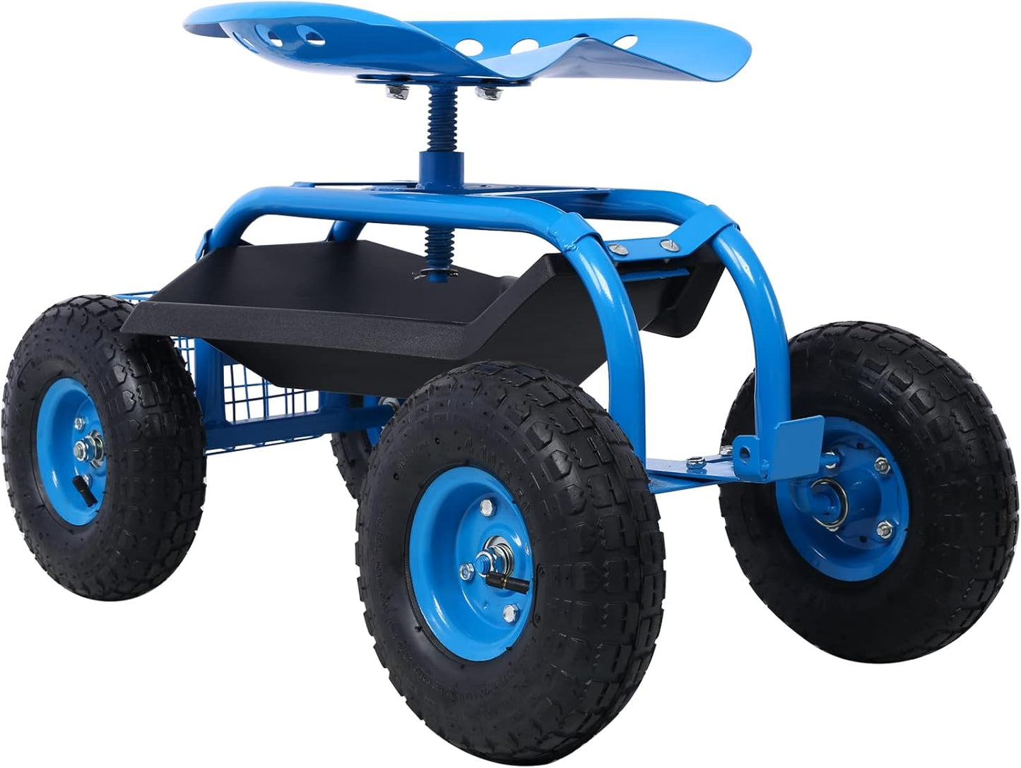 Rolling Garden Cart with 4 Wheels Tool Tray Basket Adjustable Height 3