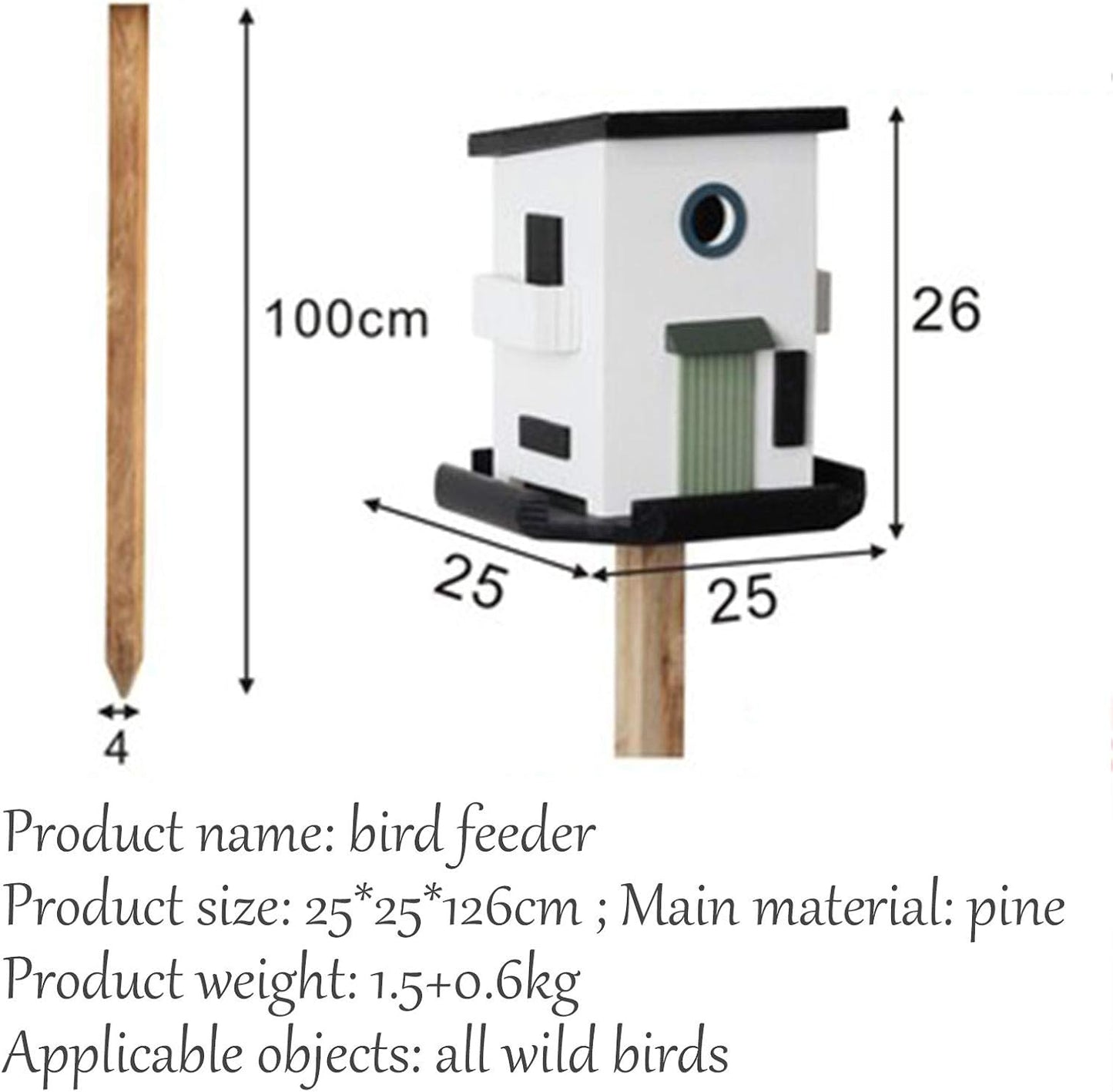 Outdoor Yard Bird House Garden Decoration Bird Perch and Feeding Container Suitable for All Wild Birds (D)