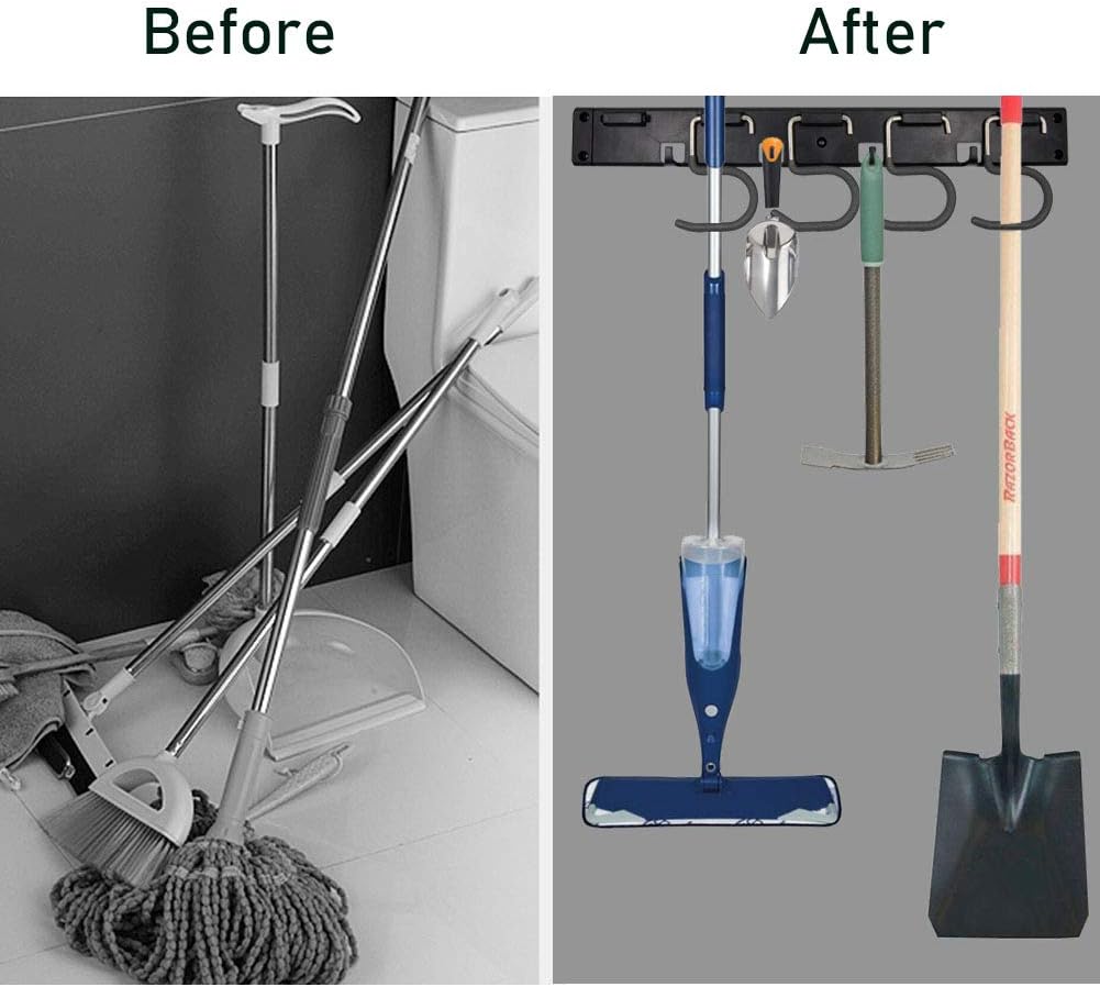 Twinkle Star Garage Tool Organizer Wall Mount, Mop Broom Holder, Wall 
