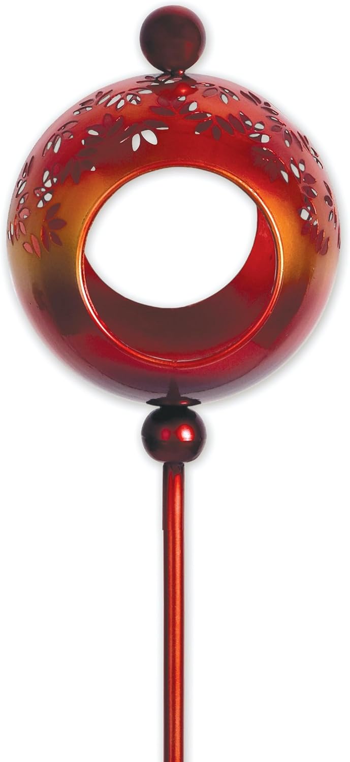 Sunset Vista Designs Bird Feeder Metal Modern/MCM on Garden Stake, Round Orange Tequila Sunrise, 29.92"
