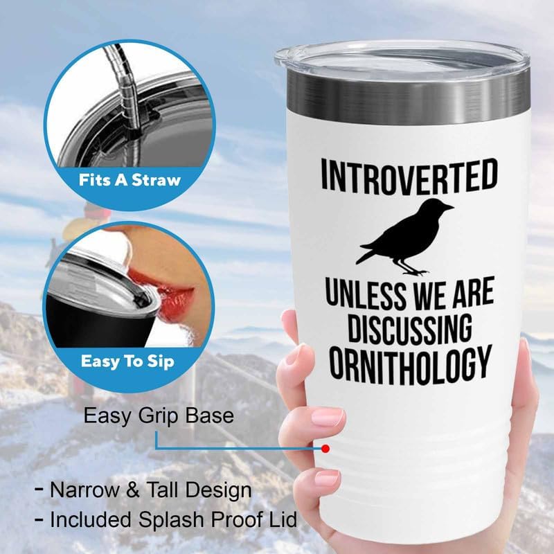 Birding White Edition Viking Tumbler 20oz - Introverted unless - Bird 