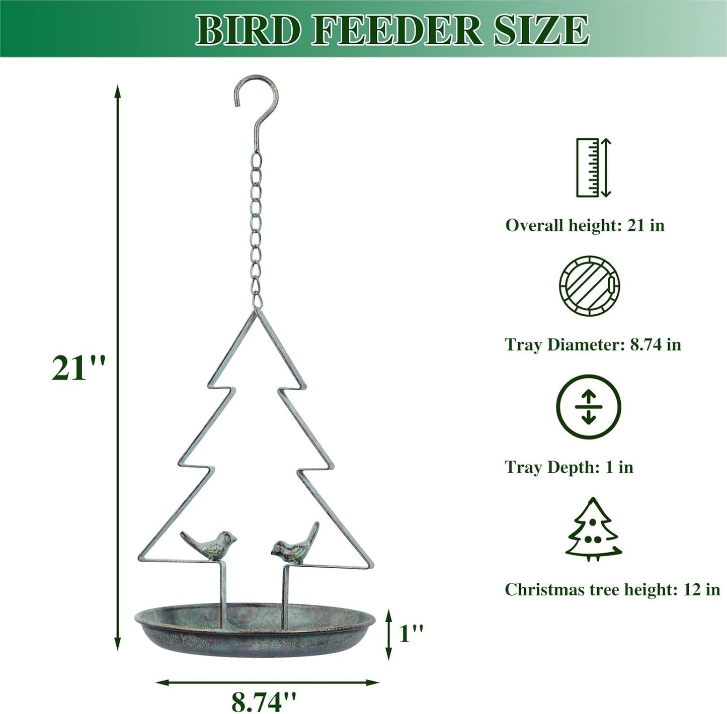 Christmas Tree Hanging Bird Feeders for Outdoors, Seed Tray for Metal 