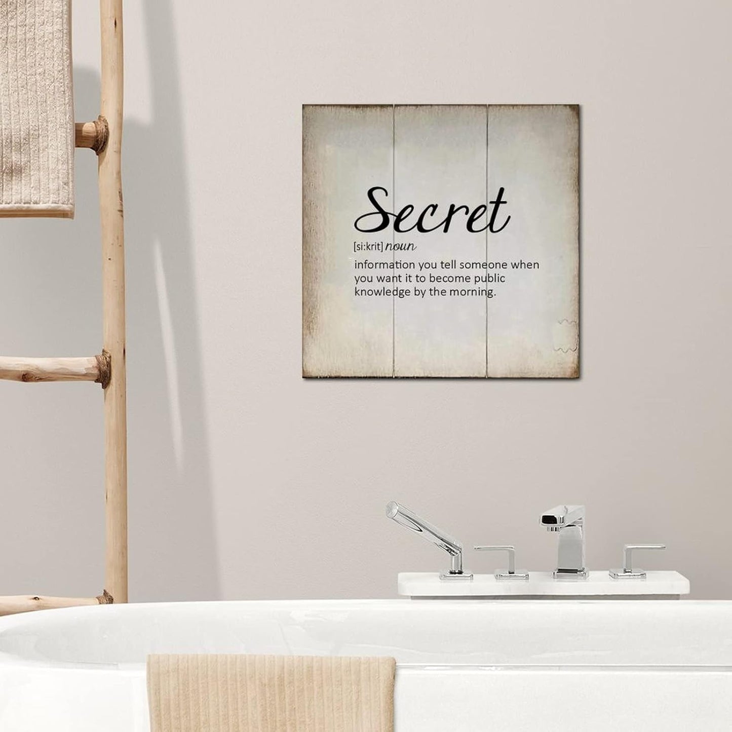 LITTLEGROVE SEEDS Vintage Wood Signs Secret Definition Typography Wooden Sign Secret Wall Decorations for Living Room Rustic Wall Art for Home Man Cave Door Porch Garden Party 8x8in