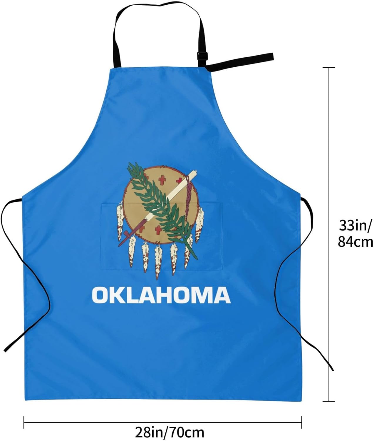 Oklahoma State Flag print Waterproof chef's apron with pocket apron for kitchen cooking baking barbecue and gardening