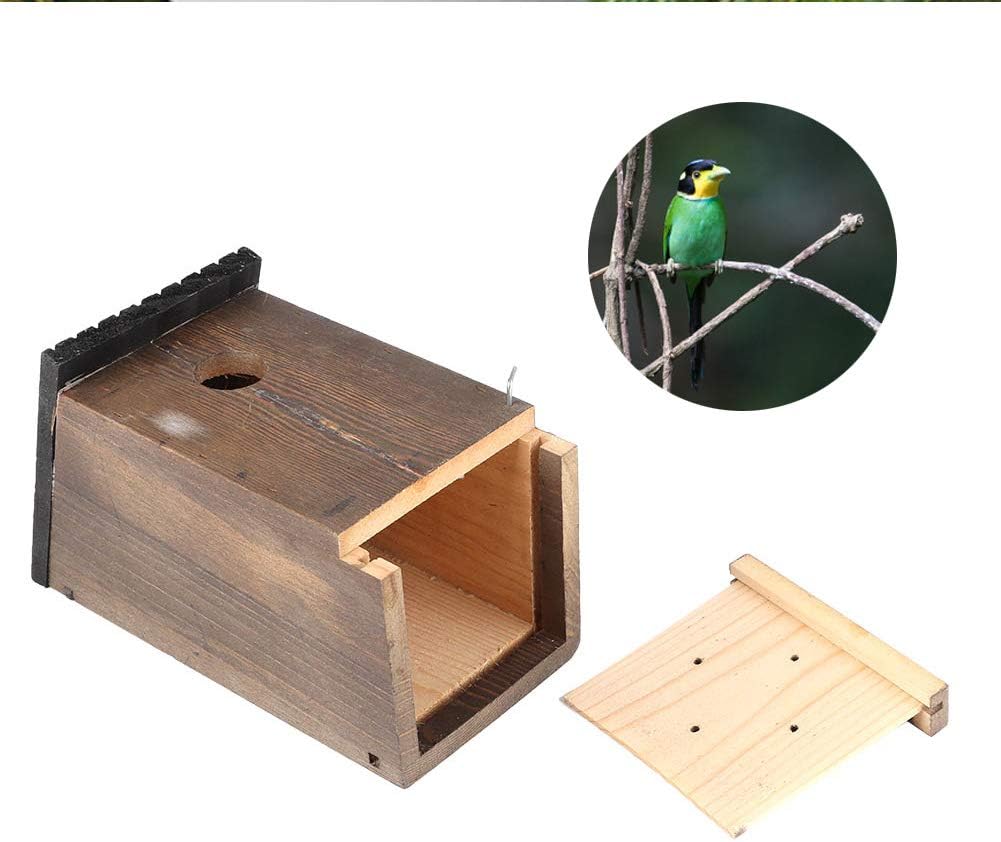 Wood Bird House, Hanging Bird Nesting Box, Woody Woodpecker House Wood