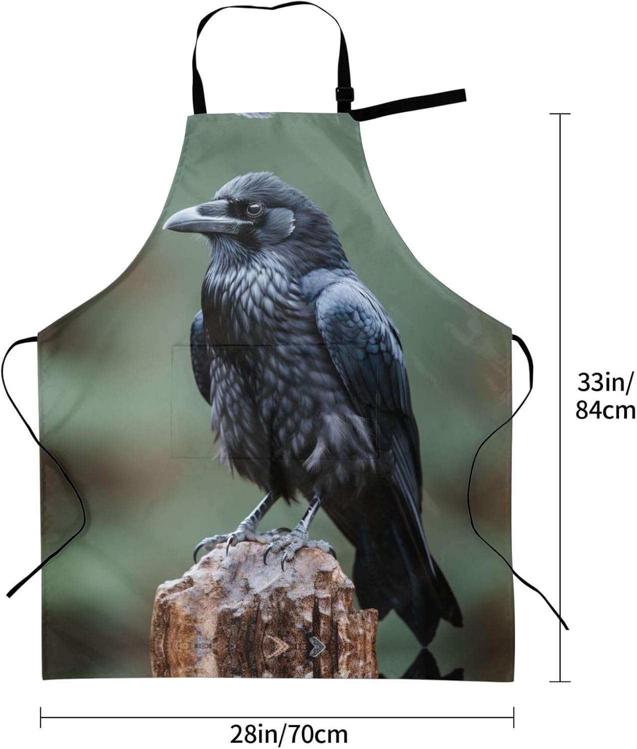 Night crow print Waterproof apron with pocket adjustable cooking apron for adult kitchen bibs to bake
