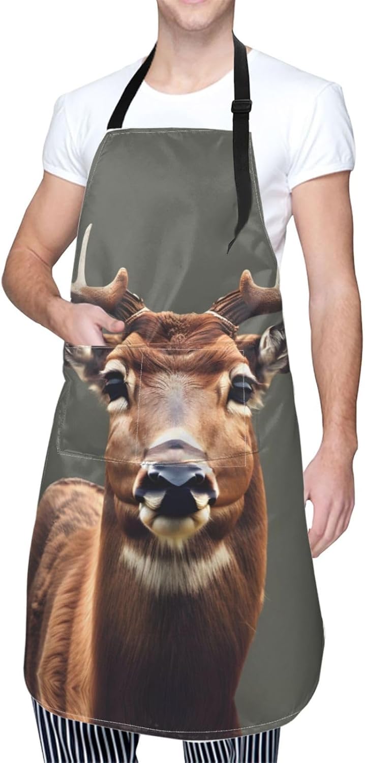 Beauty Deer Print Laundry apron 28x33 In Waterproof Kitchen Apron with