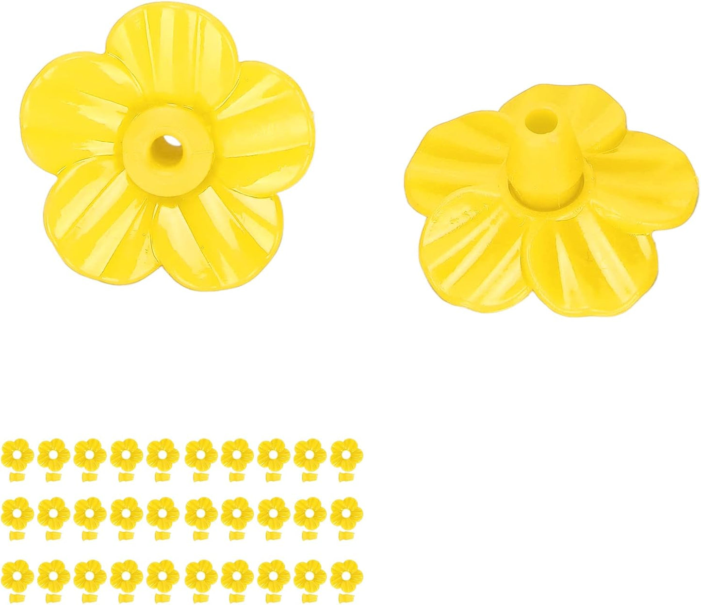Hummingbird Feeder Flower Shape Feeder, 30 Sets Birds Feeding Ports Replacement Hanging Feeder, Multicolor Replaceable Hummingbird Bird Feeder Flower Accessories Wild Bird Feeder (Yellow)