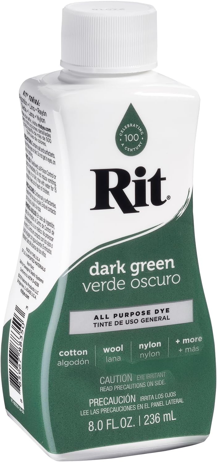 Rit Liquid Fabric Dye, 8-Ounce, Dark Green, 8 Fl Oz (Pack of 1)