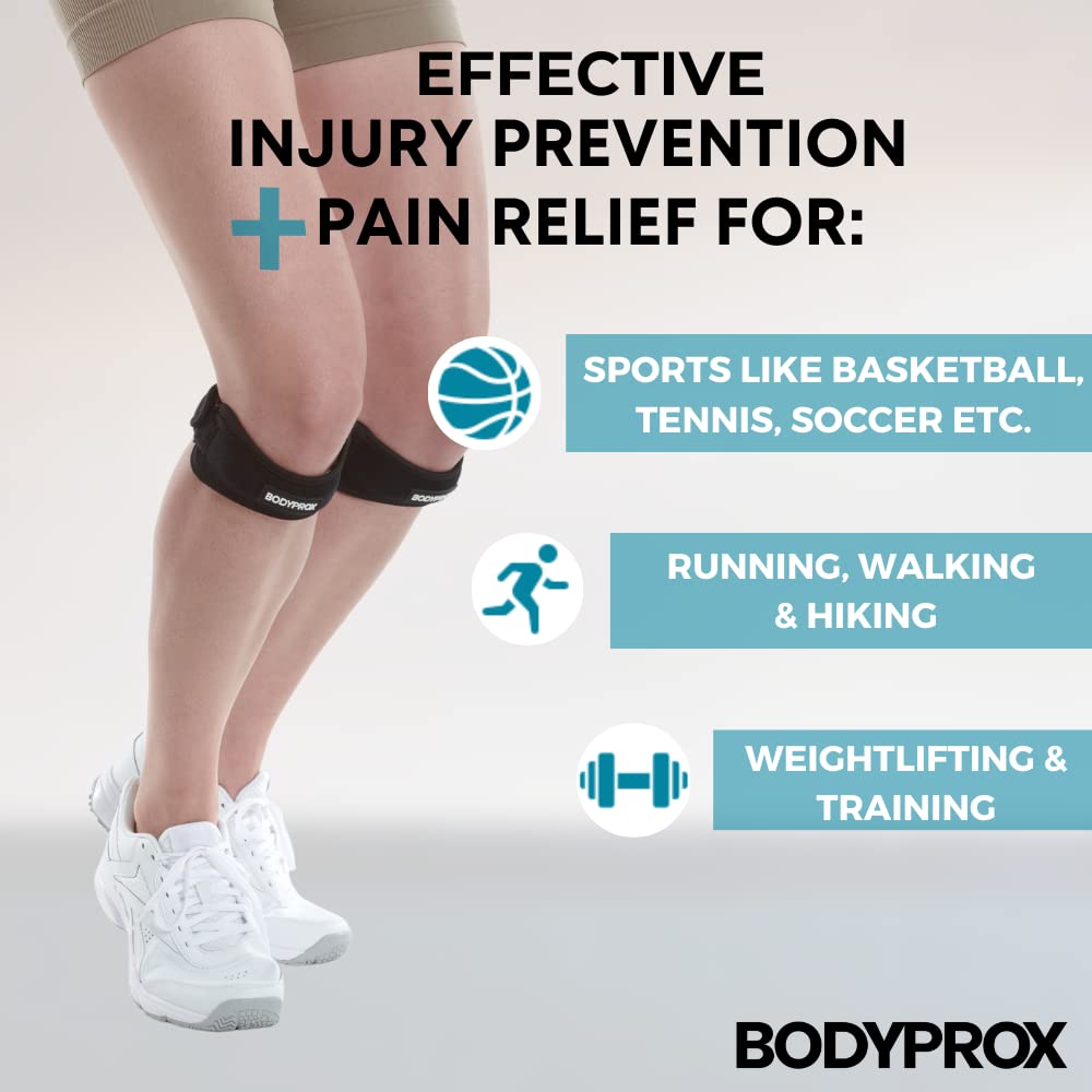 Bodyprox Patella Tendon Knee Strap 2 Pack, Knee Pain Relief Support Br