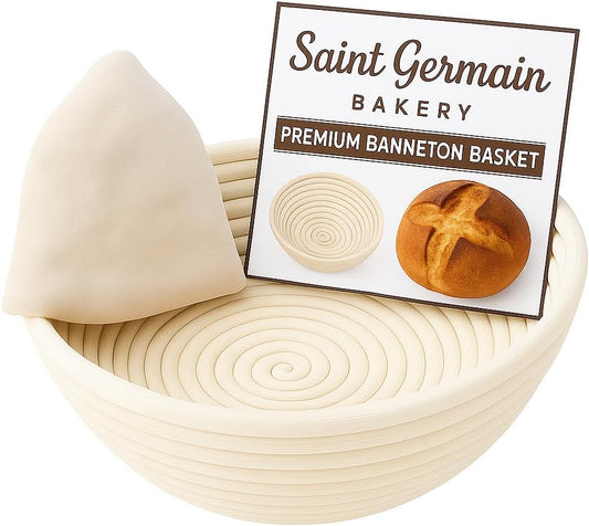 Saint Germain Bakery Premium Round Bread Banneton Basket with Liner - 